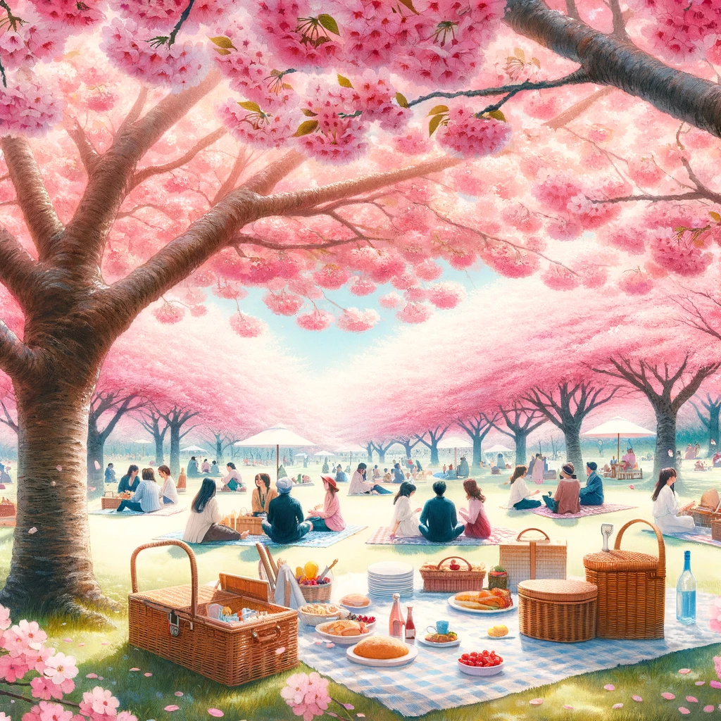 桜の下のピクニック