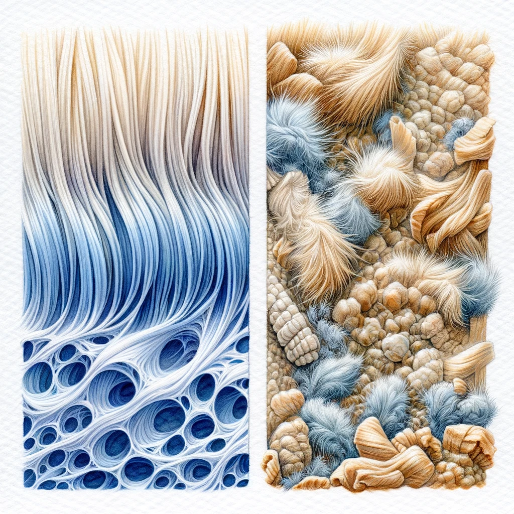 繊維のテクスチャー：合成繊維対天然繊維（2）