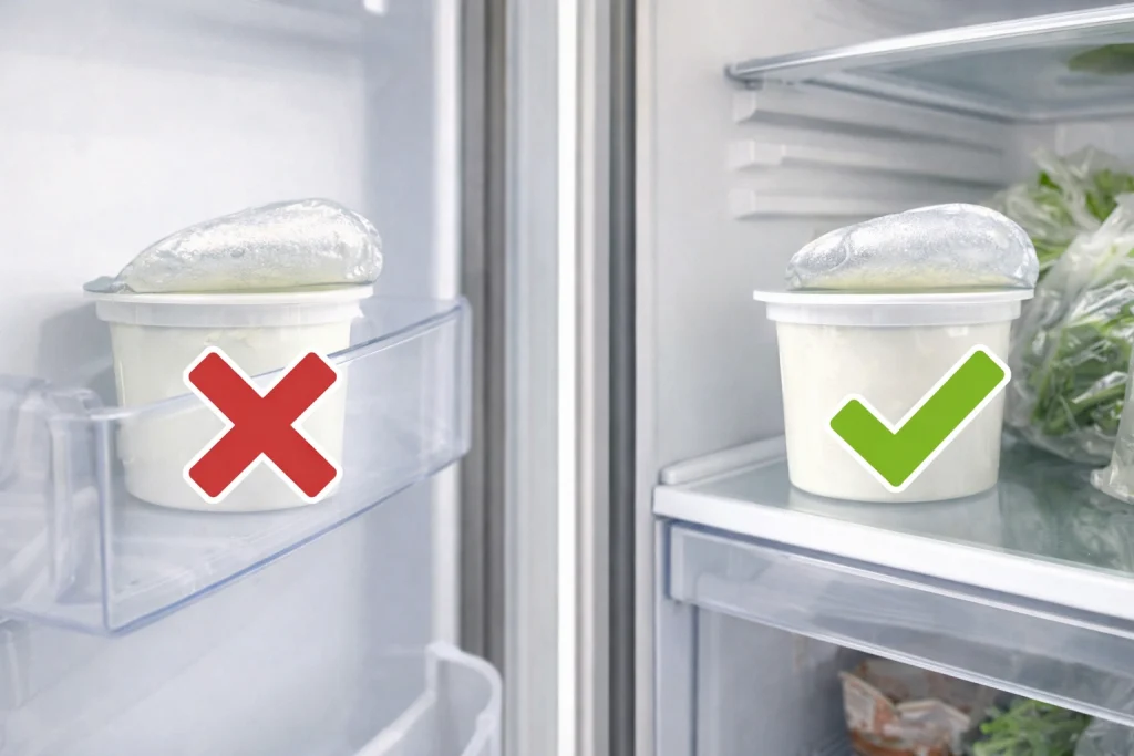 ヨーグルトを冷蔵庫で保存する正しい場所とドアポケット保存の違い