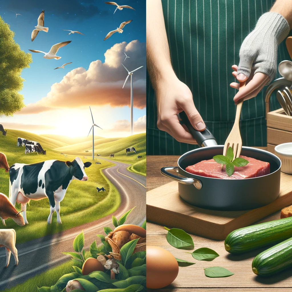 持続可能な牛脂消費の概念を描いたイラスト
