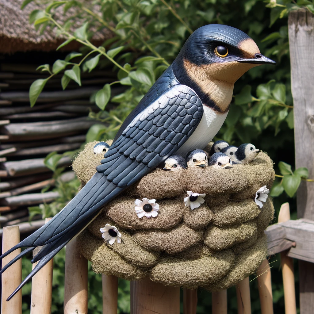 巣作り防止のために設置された偽の捕食者の鳥
