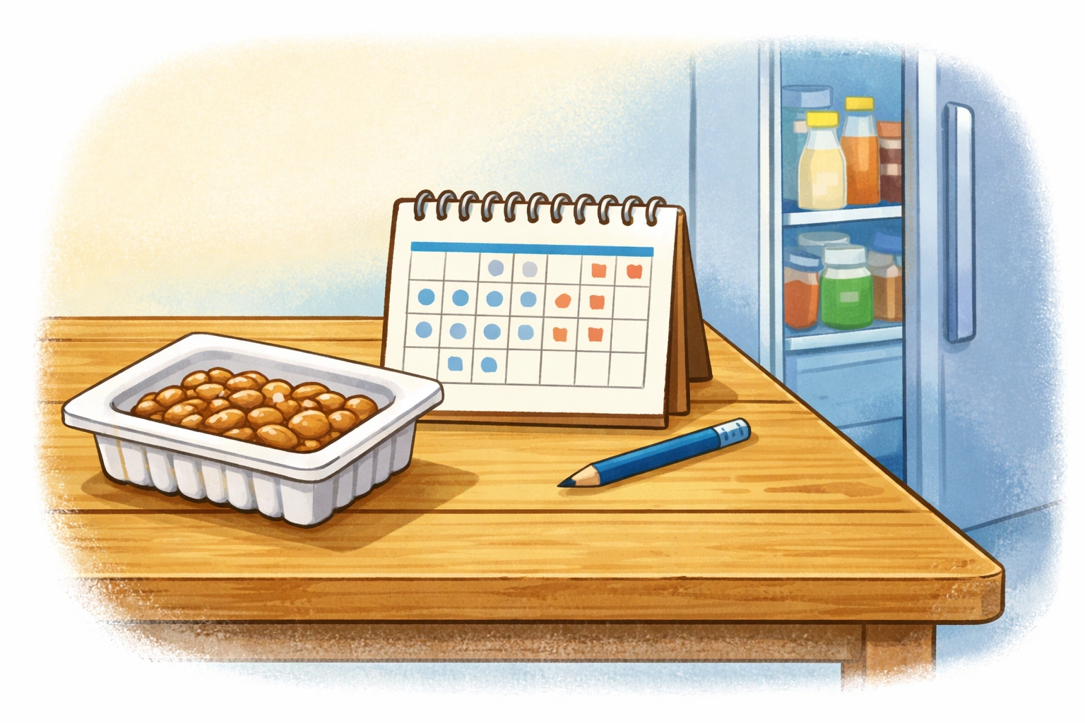 納豆の賞味期限を確認するイメージイラスト